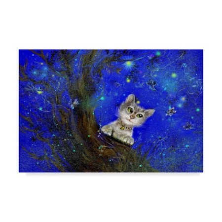 Trademark Fine Art RUNA 'Night Cat Blue' Canvas Art, 30x47 ALI21628-C3047GG